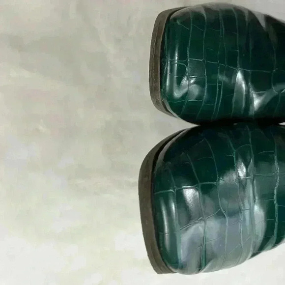 I.N.C. Chunky Heel Embossed Faux Leather Ankle Boots Size 6 Green Snake Cosplay - Picture 8 of 12